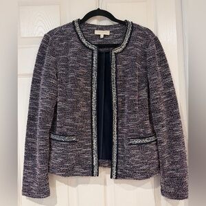 Talbots Open Front Tweed Knit Jacket Blazer Size S Cotton Blend Career Office